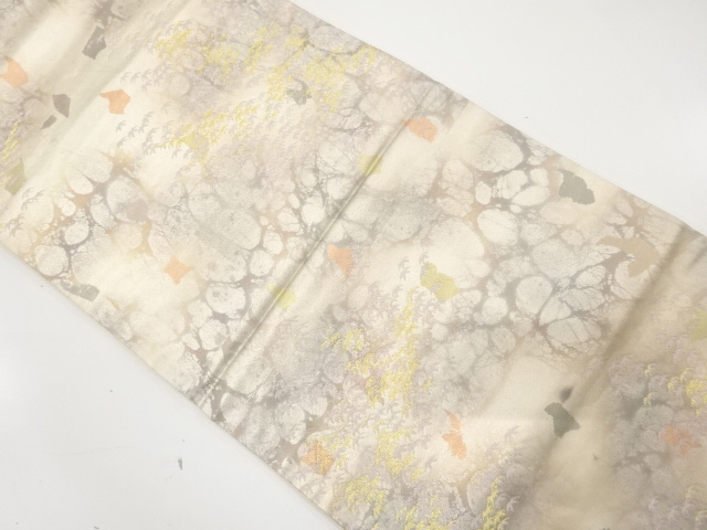 JAPANESE KIMONO / ANTIQUE FUKURO OBI / SILK / WOVEN STONE PAVEMENT